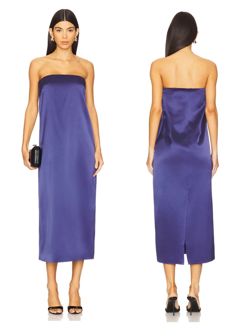 Favorite Daughter Don’t Overthink It Dress Blue Satin Midi Maxi Dress Small $298